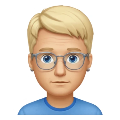 blond man wearing  earrings, wearing glassess, with no beard sticker