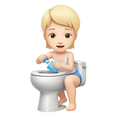 person flushing a toilet, simple and clear, cheerful expression sticker