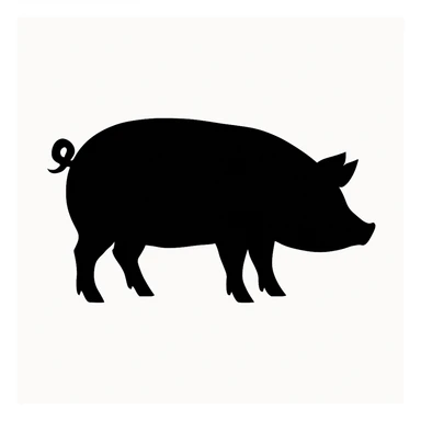 Pig black silhouette white background sticker