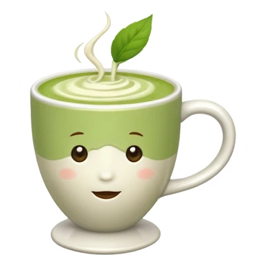 White background, matcha latte sticker
