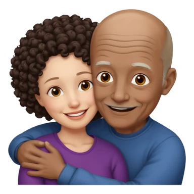  White no hiar Old man hugging dack skin curly hair woman sticker