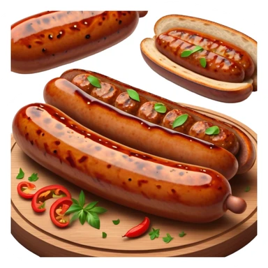 Cinematic spicy chipotle sausage, glistening with smoky, tangy sauce, charred and grilled to perfection, sliced open to reveal juicy filling, served with fresh herbs, rich and flavorful, detailed and appetizing. sticker