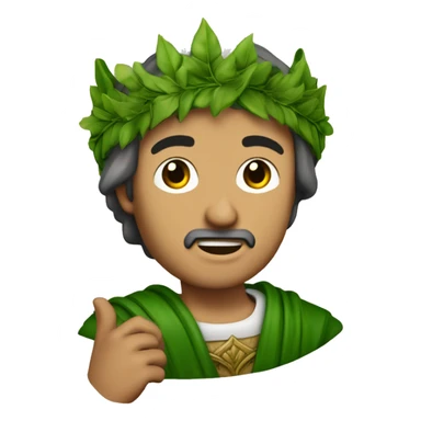 Dante Alighieri with a green laurel wreath on his head and holding a scroll in his hand sticker
