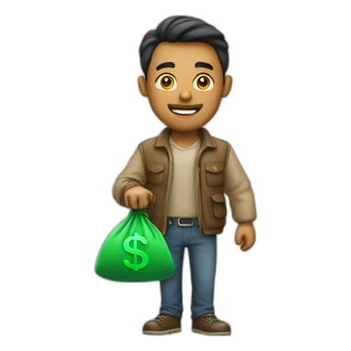 man with money bag sticker