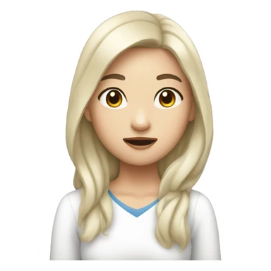 A white asian girl with aha moment sticker