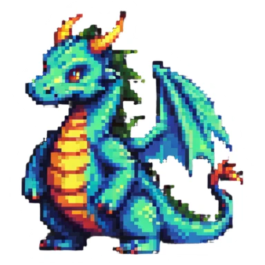 simple colorful pixel art dragon sticker