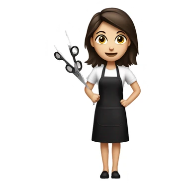 brunette girl with black apron And scissors in a hand sticker
