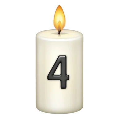 white candle with number 4 sticker