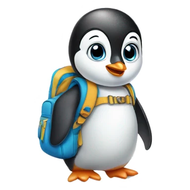 Baby penguin going to school  sticker