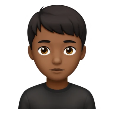 Dark brown boy, with short black side fringe hair, black eyes sticker