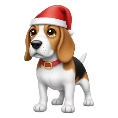 beagle in santa hat sticker