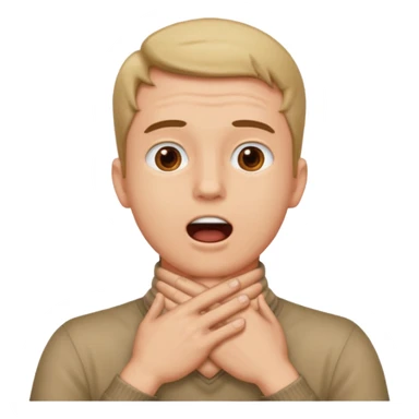 guy with hands crossed on neck with mouth open sticker