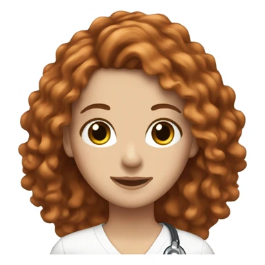 white girl. long curly auburn hair. Scrubs.  sticker