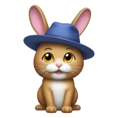 Rabbit with a cat hat sticker
