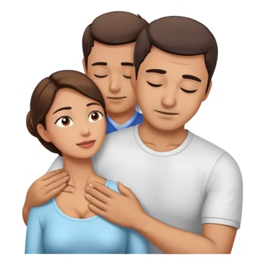 Loder man massaging the neck and shoulders of a 30 year old woman. sticker