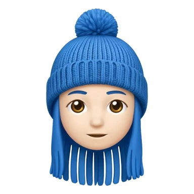 Blue beanie hat with a blue fringe sticker