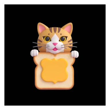 a tabby cat with its head inside a toast, whimsical and fun sticker
