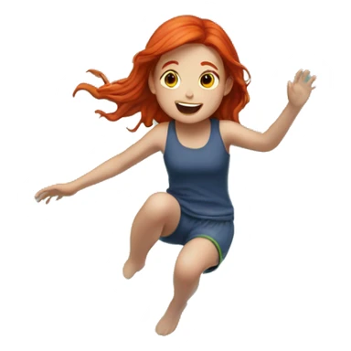 Red hair girl jump into water sticker