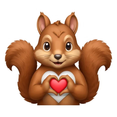 squirrel making a heart shape with its hands, simple and expressive emoji style sticker