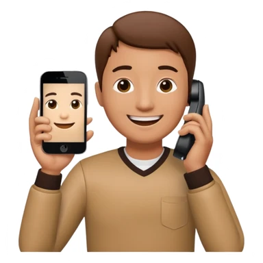 A 3D bitmoji talking on mobile with someone sticker