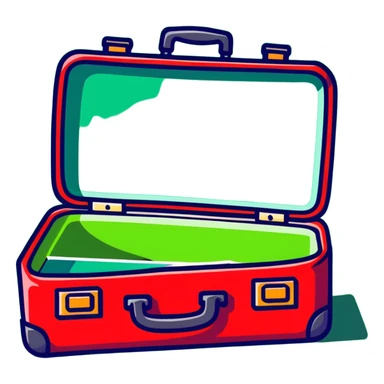 red open suitcase sticker