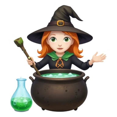 Witch Girl İn A Cauldron mixing Soapy Water sticker