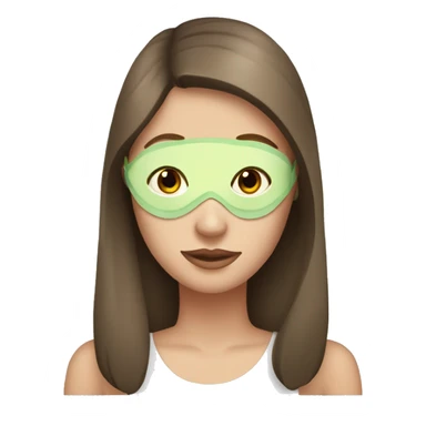 White girl with brown hair with face mask and cucumbers on her eyes sticker