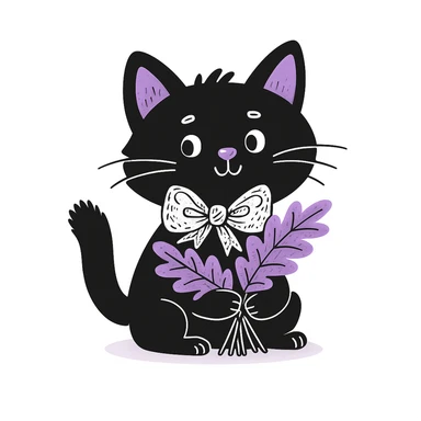 Add a cute bow around the cat's neck in the style of hand drawn doodles. sticker