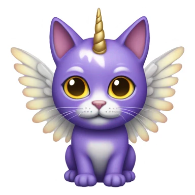 Purple cat with unicorn wings sticker