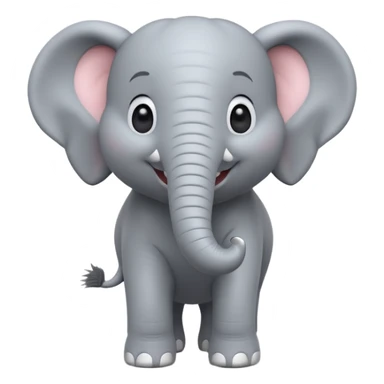 A cute, friendly 3D animated elephant character with a big smile on its face, playful expression, soft fluffy texture, bright and cheerful lighting, Pixar movie art style sticker