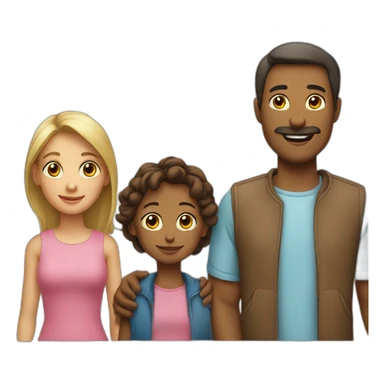father, mother, teenager boy, small girl sticker