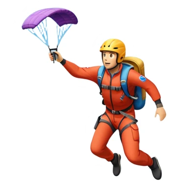 A base jumper soaring through the sky, with a parachute deployed, gliding over a dramatic cliffside or tall building. The background showcases a vast landscape below, with clouds and open skies, emphasizing the adrenaline and freedom of the sport sticker