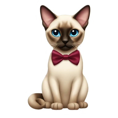 Siamese cat with Burgundy bow tie sticker