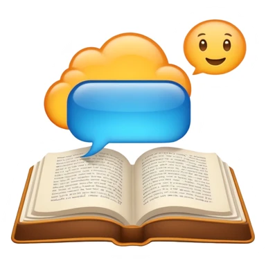 book with a speech bubble above it sticker