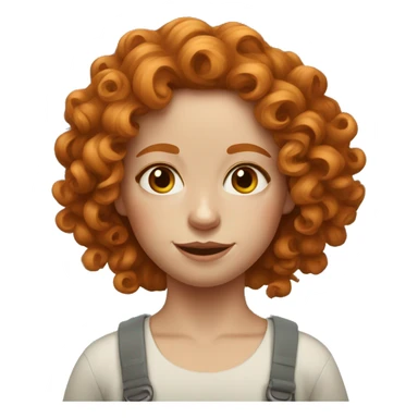 Curly ginger hair painting girl sticker