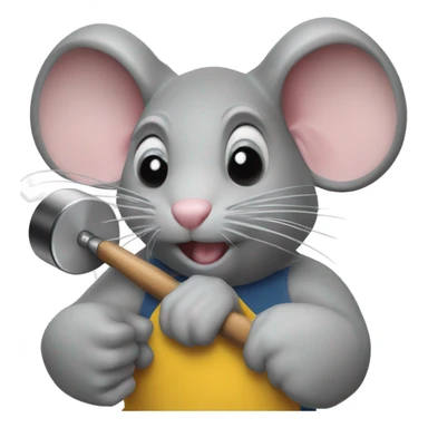 A strong rat holding a dumbbell in one hand and a cooking spatula in the other sticker