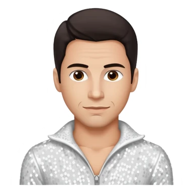 Danny Wood from NKOTB with dark brown hair, white sequin outfit sticker