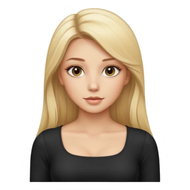 pretty girl blonde long hair makeup baby blue skin tight square neckline long sleeve top sticker