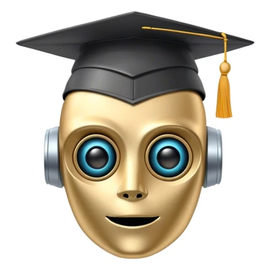 Robot head with graduation hat sticker