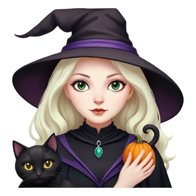 Witch with cat companion sticker