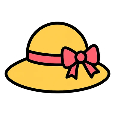 lady's hat with a pink bow icon in lineal color with black outlines sticker