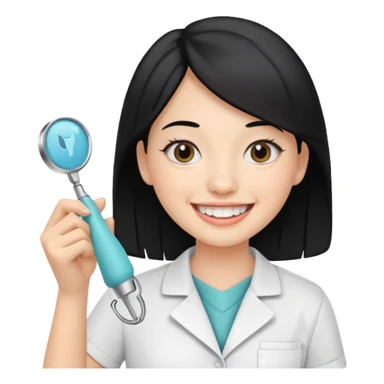 estudiante mujer de odontología con el cabello negro con un explorador  sticker