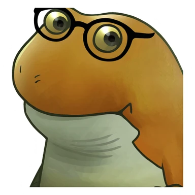 Funny goldfish character with round glasses and silly expression sticker