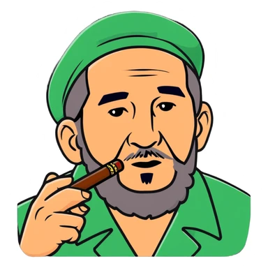 Fidel Castro with a cigar sticker