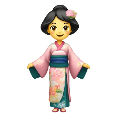 Femme en kimono traditionnel japonais entrain de danser sticker