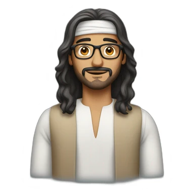 arab man with long hair and glasses sticker