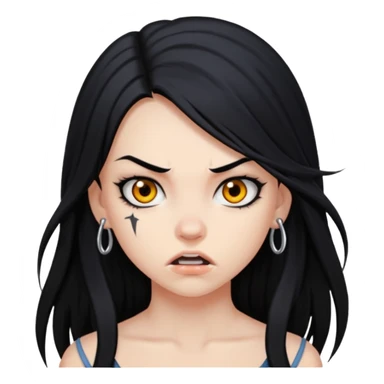aggressive girl with long black hair sticker