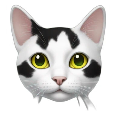 black-and-white cat with yellow-green eyes sticker