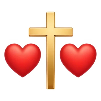 Two red heart outlines united by a gold cross  sticker