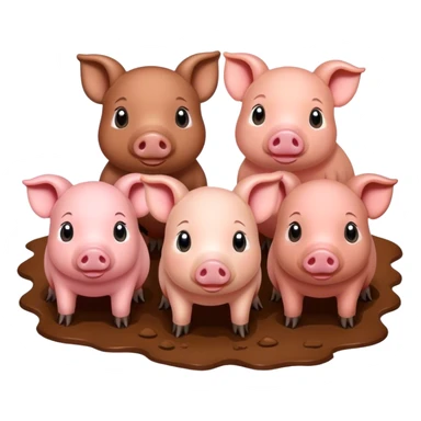 3 pigs in mud and 1 really skinny  sticker
